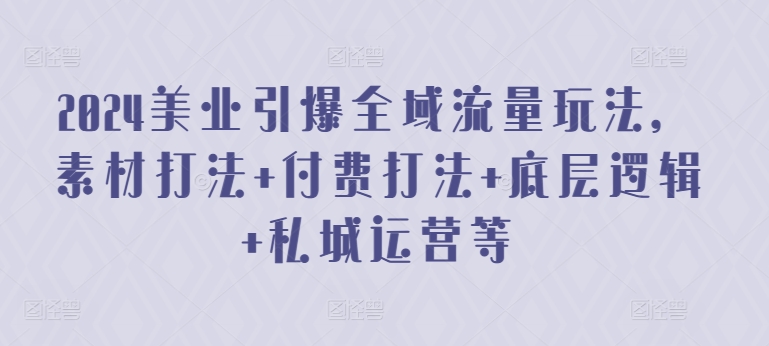 2024美业引爆全域流量实战指南：素材打法、付费投放、底层逻辑与私域运营完整教程