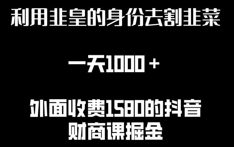如何利用非皇身份割韭菜？揭秘日赚1000+的3步教程与详细资源