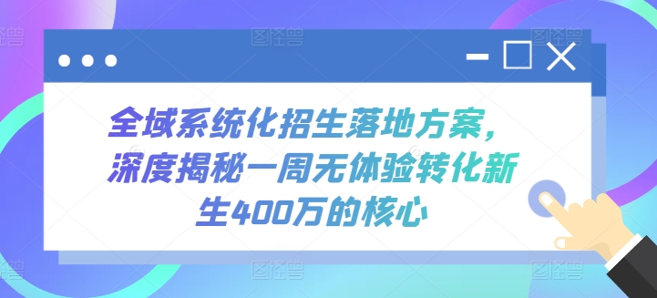 教育机构招生方案：7天高效转化新生，揭秘400万业绩核心方法