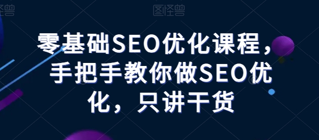 零基础SEO优化课程,手把手教你做SEO优化,只讲干货