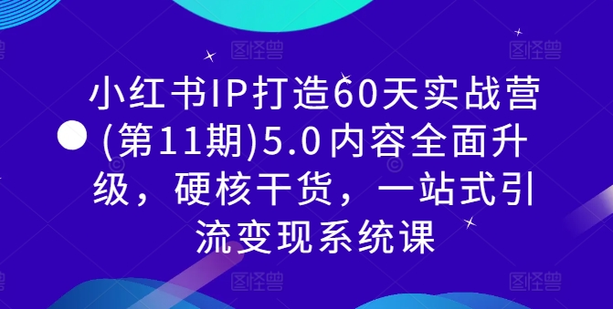 小红书IP打造60天实战营(第11期)5.0?内容全面升级,硬核干货,一站式引流变现系统课
