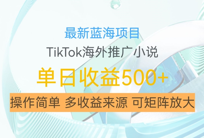 TikTok海外推广小说赚钱蓝海项目揭秘：5步教程实现日入500+与矩阵放大