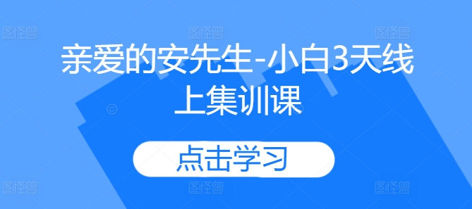 安先生新手线上训练营：3天从0到1入门指南