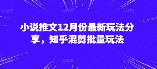 知乎混剪小说推文新玩法：3步批量起号，12月最新实操指南