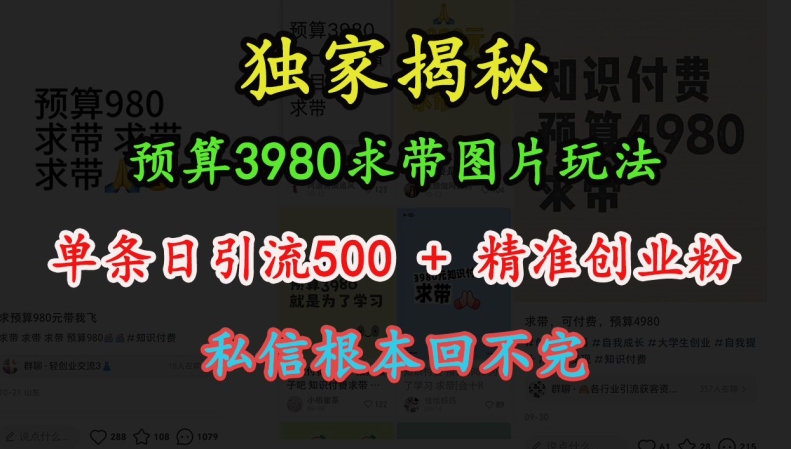 小红书创业粉引流方法：3步用求带图片日引500+，安全导流微信