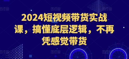 2024短视频带货实战课全面解析：5步搞懂底层逻辑，从选品到放量告别凭感觉带货