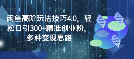 闲鱼高阶玩法技巧4.0,轻松日引300+精准创业粉,多种变现思路