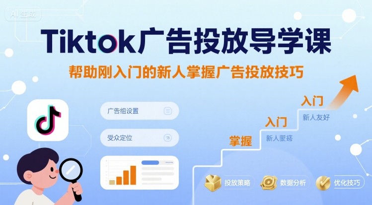 学习TikTok广告投放的最佳入门教程：8节课覆盖投流逻辑、后台操作、数据监控与常见误区避免