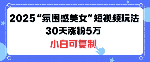 2025氛围感美女短视频教程：不露脸30天涨粉5万，小白轻松复制