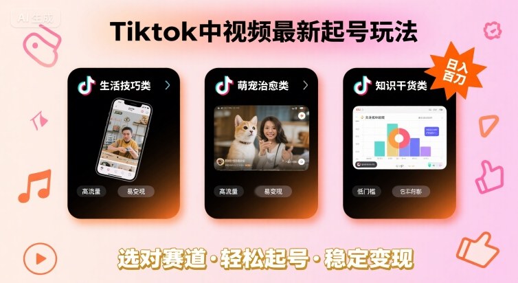 TikTok起号2025教程：3个高收益赛道实操指南，如何实现日赚百刀？