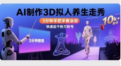 AI 3D拟人养生走秀教程：3分钟学会快速起号方法