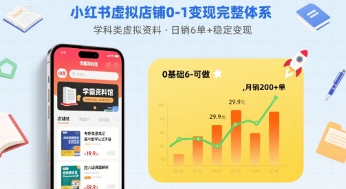 小红书虚拟店铺从0到1实操指南：卖学科资料，轻松实现日入600+稳定变现