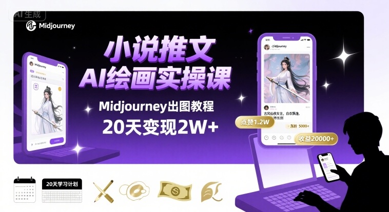 AI绘画Midjourney小说推文教程：20天赚2万实操指南