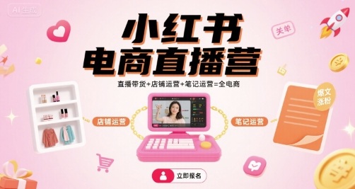 小红书电商直播全流程教程：从0到1，3步快速入门带货