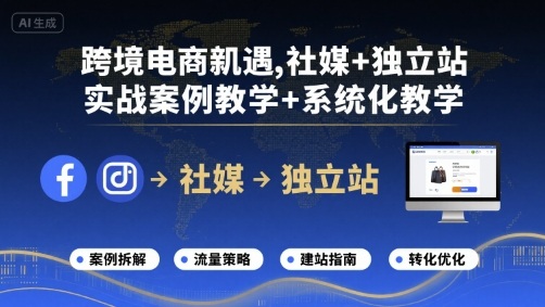 跨境电商10节实战课：如何通过社媒+独立站从0到1盈利？