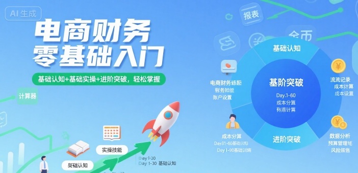 零基础电商财务入门36讲教程：从认知到进阶实操，老板娘会计轻松掌握