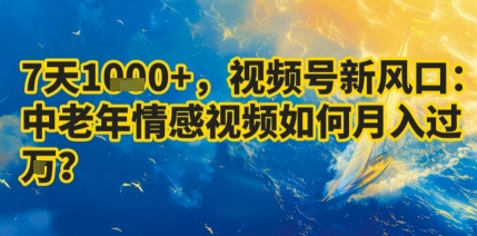 7天收益1k+,视频号新风口:中老年情感视频如何月入过W?