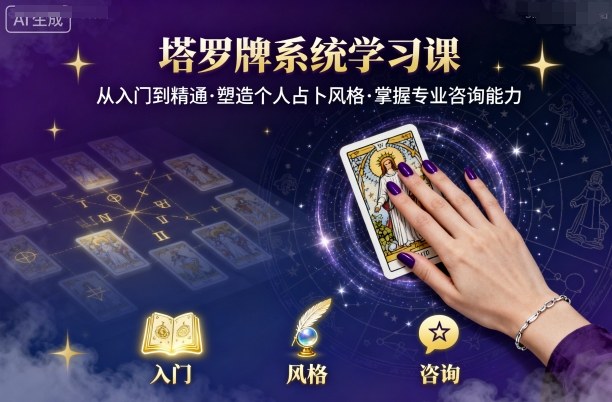 塔罗牌系统教程：19节从零基础到职业变现，塑造个人占卜风格
