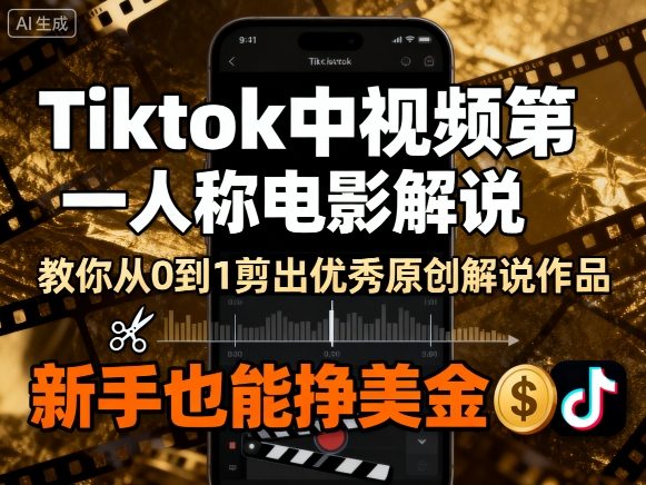 如何做TikTok第一人称电影解说？5步新手教程，从0到1赚取美金收益