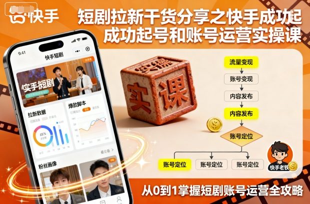 短剧拉新干货分享之快手成功起号和账号运营实操课