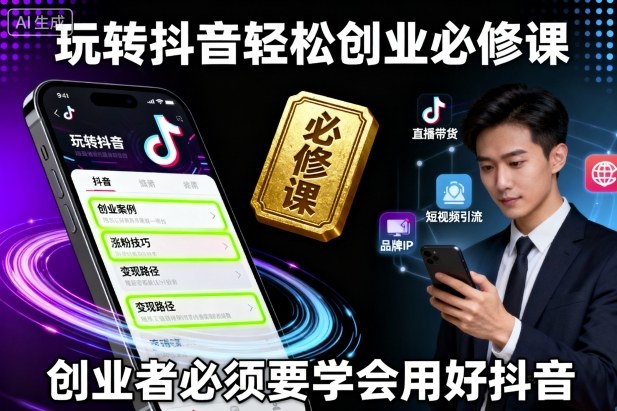 抖音创业从0到1指南：22节核心课系统学习，助你避开新手坑