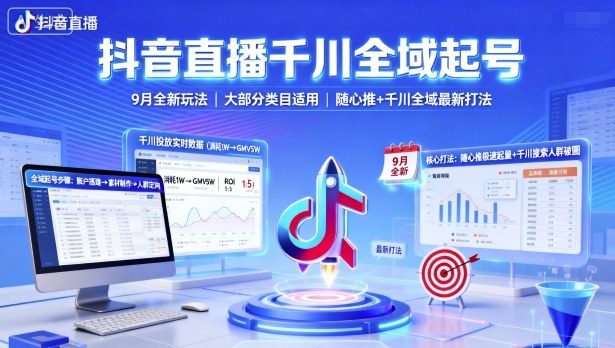 抖音千川起号6天实战指南：全域投流最新打法，适用多数类目