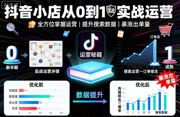抖音小店如何从0到1运营？3步实战教程提升搜索与出单量