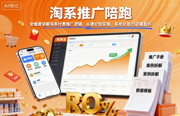 【2025最新】淘系付费推广陪跑实战指南：12节线上课程详解，15天一对一指导，从理论到实操系统化提升店铺盈利