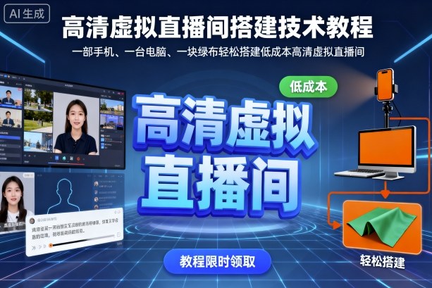 虚拟直播间搭建教程：10节课教你用手机电脑绿布从0到1打造高清直播间