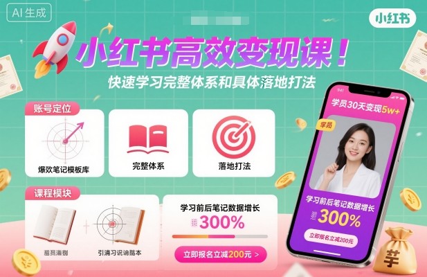 小红书变现7步教程：快速掌握完整体系与落地打法