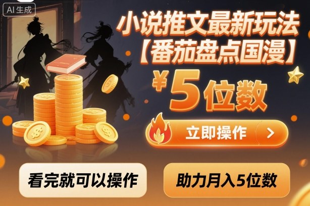 小说推文教程：番茄国漫盘点新玩法，月入10000+实操指南