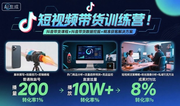 抖音短视频带货完整指南：从0到1实战训练营，快速掌握选品与精准获客
