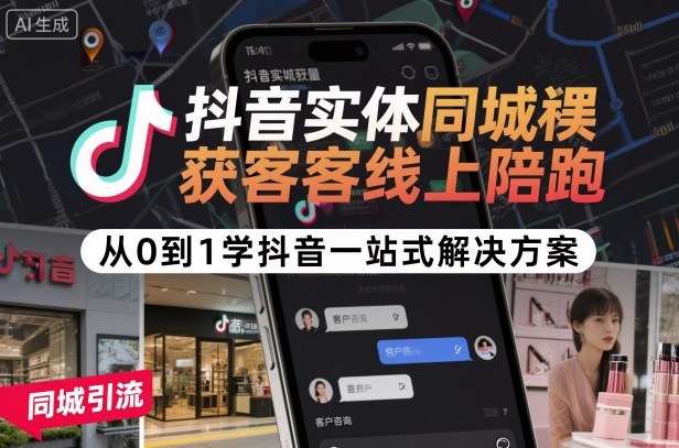 抖音同城获客39节教程：线上陪跑从0到1实现低粉快速变现