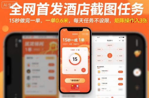 如何用美团酒店截图任务日赚300元？15秒一单0.6元零门槛教程