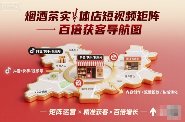 烟酒茶实体店短视频矩阵实战指南：百倍获客导航图