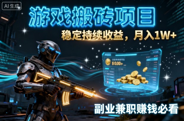 游戏搬砖项目揭秘：2款自动打金币日赚100+，稳定月入1W+副业指南