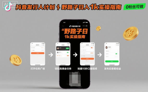抖音游戏发行人计划新玩法揭秘：3步实现日赚1000+的野路子教程
