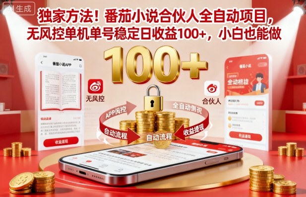 番茄小说赚钱教程：小白如何单号日赚100+？全自动方法揭秘