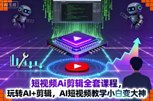 AI短视频剪辑200+课程：剪映与AI工具从入门到精通，小白变大神