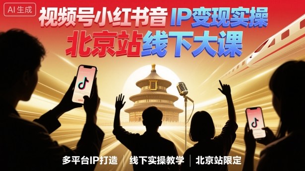 短视频IP变现线下实战培训：掌握40+行业与100+IP高变现实操技巧（北京站）