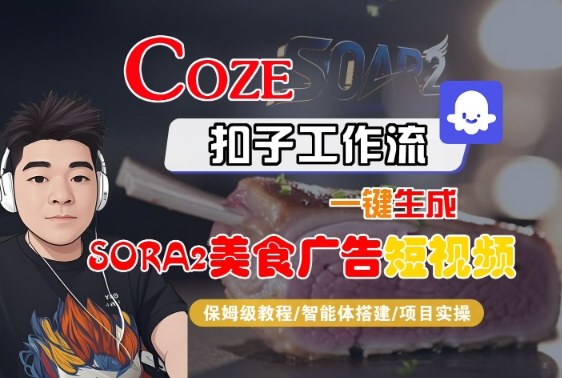 Coze工作流教程：10大变现路径，一键生成SORA2美食广告短视频保姆级教程