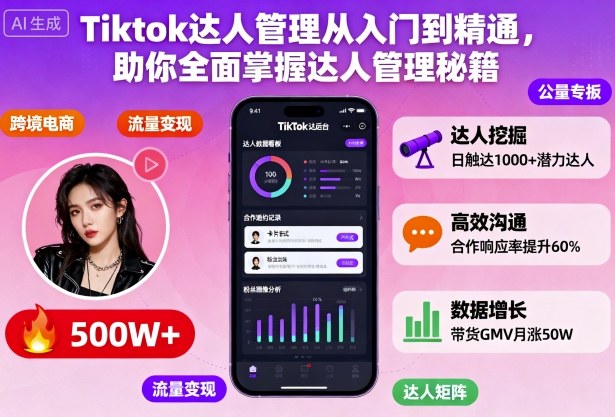TikTok达人管理实战指南：10课掌握高效合作，快速提升销量