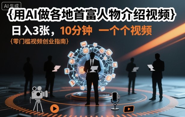 AI制作首富人物视频教程：3步10分钟，轻松日入300+