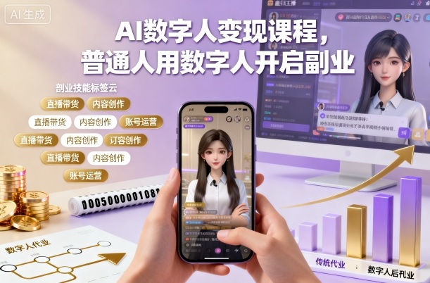 AI数字人变现教程：7步用数字人快速开启副业