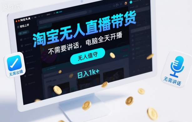 淘宝无人直播3步教程：电脑全天自动带货，新手轻松上手