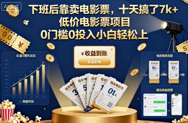 电影票赚钱教程：10天收益7k+，零门槛副业指南