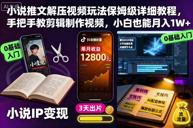 小说推文保姆级教程：3步制作解压视频，小白从0到1快速上手