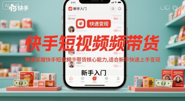 快手短视频带货新手入门教程：3步掌握核心能力快速变现