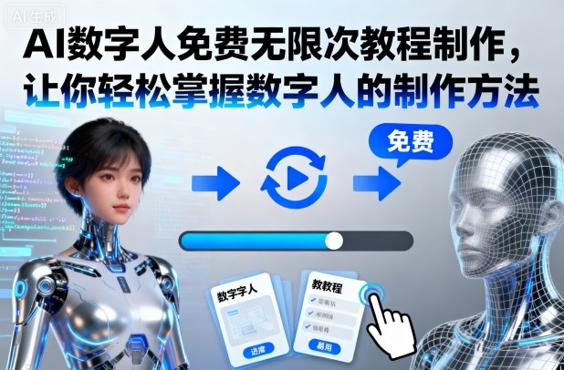 AI数字人免费教程：零基础3步掌握制作方法，无限次生成
