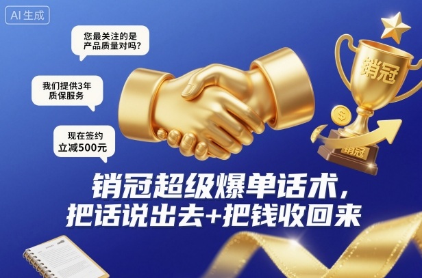 掌握销冠超级爆单话术：100个实战教程，助你把话说出去把钱收回来